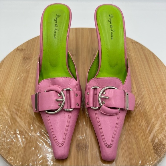 Anthropologie Diego di Lucca Heeled Mule Pink Green Size 6 - Picture 5 of 15